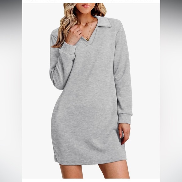 Womens Long Sleeve Lapel Collared V Neck
Sweatshirt Dress Loose new 🆕 - Picture 2 of 6